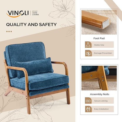 VINGLI Chenille Mid-Century Modern Accent Chair, Cute Reading Arm Chair - Image 5