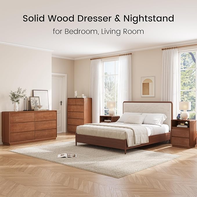 Solid Wood Dresser for Bedroom, Natural Solid Wood 6 Drawer Dresser, 45.3" Tall - Image 8