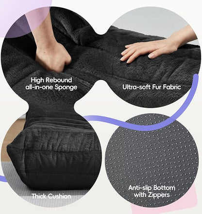 Hobestluk Bean Bag Chair with Memory Foam Ultra Soft Faux Fur Fabric Ergonomic - Image 6