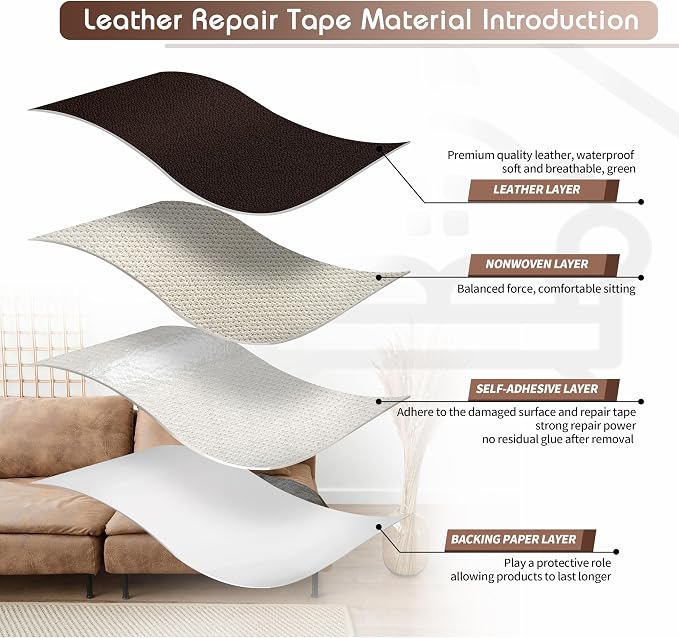 KING MOUNTAIN Leather Repair Patch, 16 x 60 Inches self Adhesive Leather Repair - Image 3