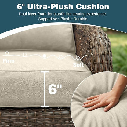 Patio Furniture Set, High Back Swivel Rocker Chairs, Weather Resistant Olefin - Image 2