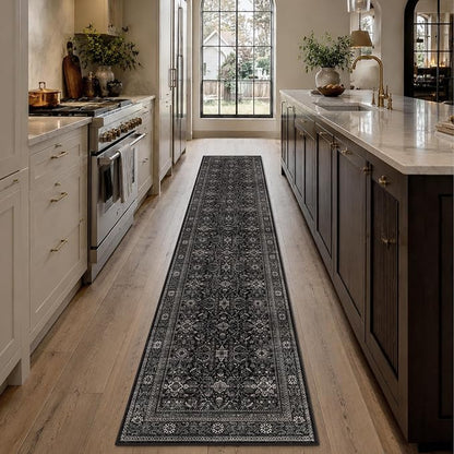 Schweek 2x10 Kitchen Runner Rug Washable Non Slip Hallway Runners Black | - Image 3