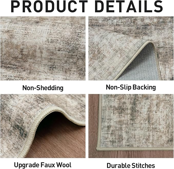6x9 Area Rugs for Living Room: Washable Abstract Brown Black Badroom Carpet | - Image 5
