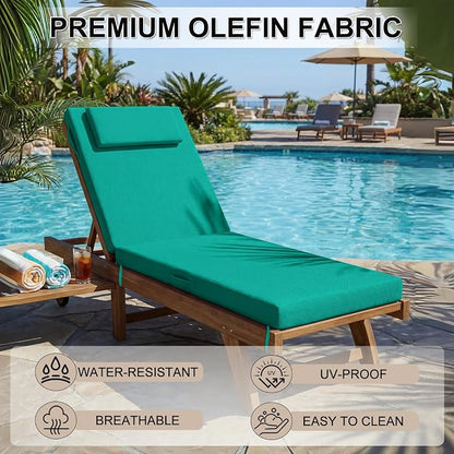 Outdoor Chaise Lounge Cushions, 71x21 Inch Olefin Water & Fade Resistant Pool - Image 6