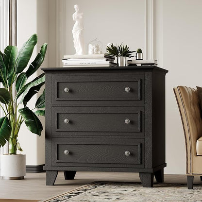 IDEALHOUSE 3 Drawer Dresser, Wooden Storage Chest of Drawers - Image 5