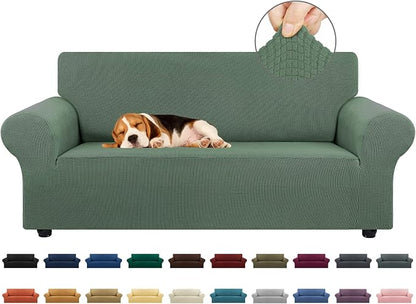 Loveseat Couch Cover, 2 Cushion Couch Slipcover, Elastic Bottom by KEKUOU