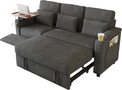 Sectional Sleeper Sofa with Pull Out Couch and Reclining Chair, Modern 3-in-1 by LITVZ