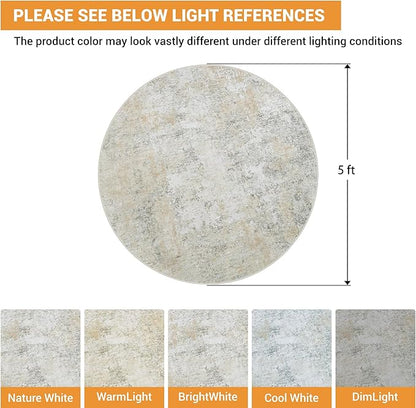 Aelenmu Round Rug 5ft Washable Rug - Image 2