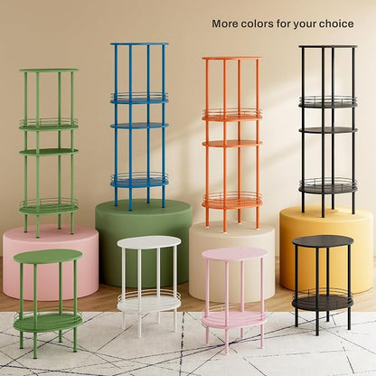 Small Modern Round Side Table Set of 2, 2-Tier Side Tables Living Room - Image 8