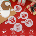 JULBEAR 36 Pieces Reusable Christmas Cookie Cake Stencils Templates Mold Tools Cookies Baking Painting Dessert Coffee Xmas Decoration