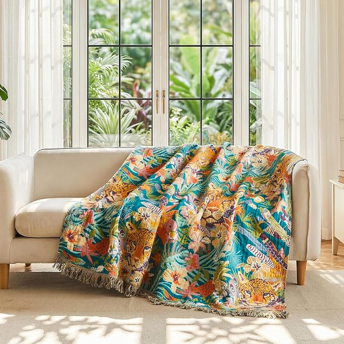 LUTBM Throw Blanket for Bed Couch Sofa Soft Cotton Twin Breathable Summer - Image 2