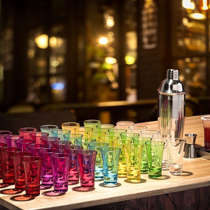 M&N HOME Ombre Blue Shot Glass Set, 2 Oz Set of 6 Colored Shot shot glasses, Whiskey Glasses, Tequila Shot Glasses, Cocktail Glasses, Round Shot Glasses for Vodka, Spirits & Liquor (Gradient Blue)