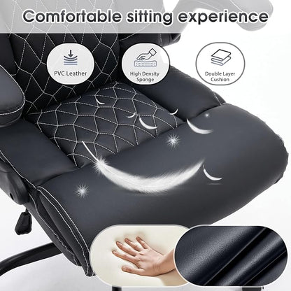 High Back Office Chair with Flip-up Armrests, Leather Comfy Desk Chair with - Image 7