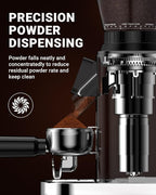 AMZCHEF Coffee Grinder, Burr Coffee Bean Grinder for Home Use with 48 Precise Grind Settings, Detachable Funnel Stand for Espresso, LED Control Panel, Anti-static Design, silver