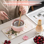 Matcha Whisk Set Ceramic Matcha Set Includes Bowl,Spout Bamboo Chasen Whisk with Ceramic Holder, Matcha Scoop and Stainless Sifter, Matcha Kit for Women,Gift for Matcha Lovers(7Pcs,Pink)