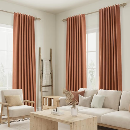 Terracotta 100% Blackout Curtains 96 Inch Length 2 Panels Set Fall Curtains - Image 8
