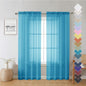 Turquoise Sheer Curtains 72 Inches Long 2 Panels, Light Filtering Voile Curtain by Lecloud
