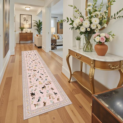 Pink Floral Hallway Runner Rug 2x10 - Image 3