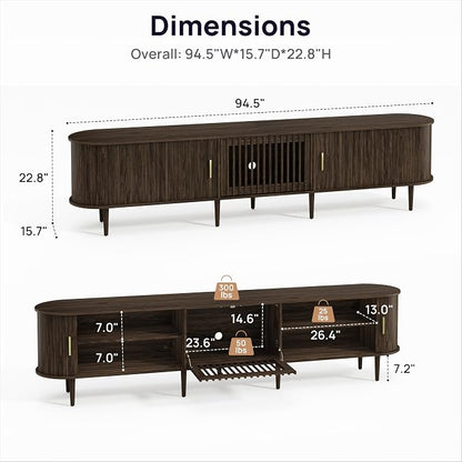 94.5" Fluted Mid Century Modern TV Stand - Image 2