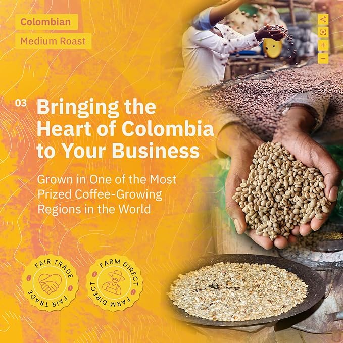 Colombian Medellín Coffee Beans - Single Origin Medium Roast Coffee Beans, Freshly Roasted To Order Organic Whole Bean Coffee, Specialty Grade, Fair Trade and Non-GMO, Chocolate & Berry Notes - 5LB