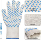 DEYAN Heat Resistant Oven Gloves 932°F | Silicone Non-Slip Mitts with Fingers | Flexible for Baking, BBQ, Grilling | Machine Washable (White, 1 Pair)