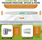 Spring Chef Magnetic Measuring Cups & Spoons Set (Patent Pending), Strong N45 Magnets, Heavy Duty Stainless Steel Fits in Spice Jars for Baking & Cooking, BPA Free, Round Set of 15 with Leveler, Mint