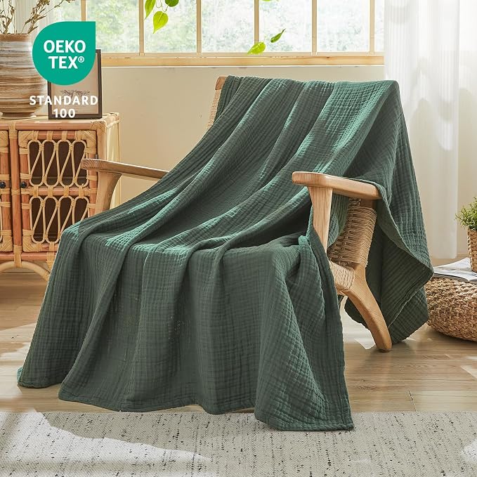 EMME Muslin Blankets for Adults Throw Blanket for Couch Breathable Gauze Soft - Image 3