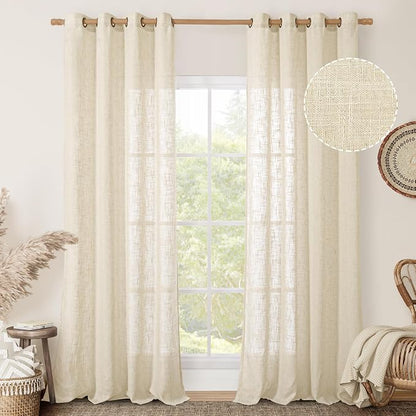 102 inches Long Sheer Linen Curtains by LAMIT