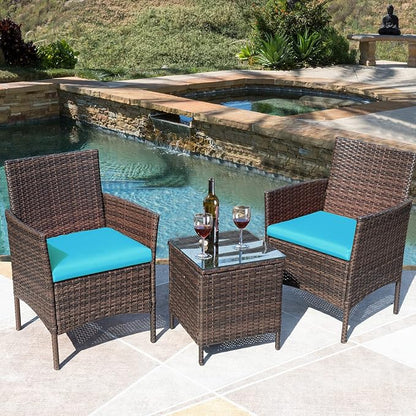 Greesum 3 Pieces Patio Furniture Sets Outdoor PE Rattan Wicker Chairs - Image 2