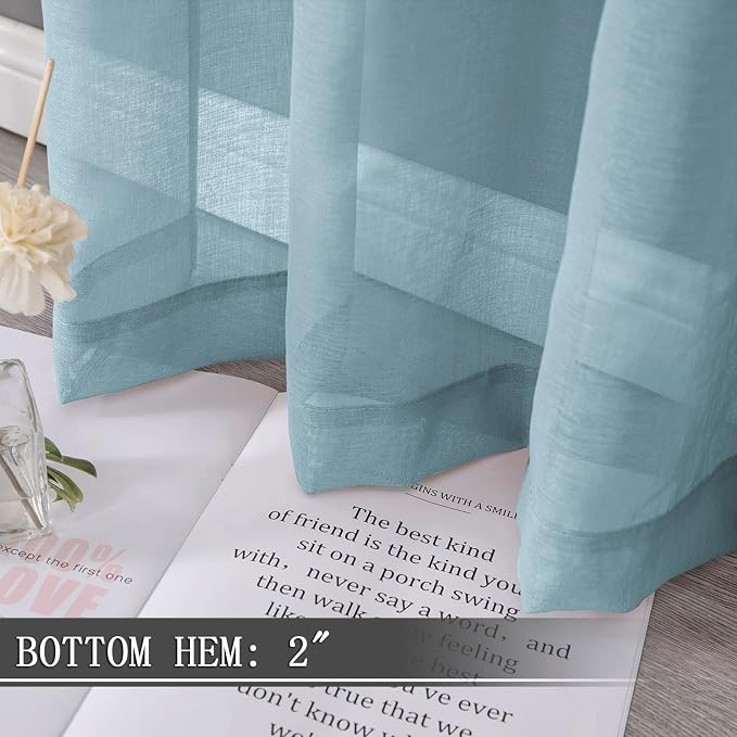 Tollpiz Sheer Tier Curtains Kitchen Linen Textured Half Curtain Sheers Light - Image 4