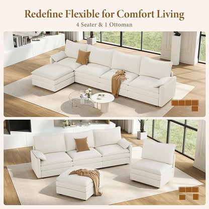 Vesgantti 142" Cloud Couch Sectional Modular Sofa, Comfy Sectional Couch - Image 7