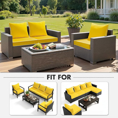 MIULEE Yellow Outdoor Seat Cushion 22x22 Inch Waterproof & 3 Year Fade - Image 5