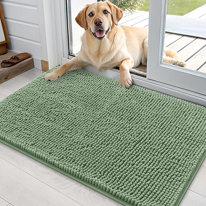 OLANLY Dog Door Mat for Muddy Paws 36x24, Super Absorbent Chenille Mud Mat | by OLANLY