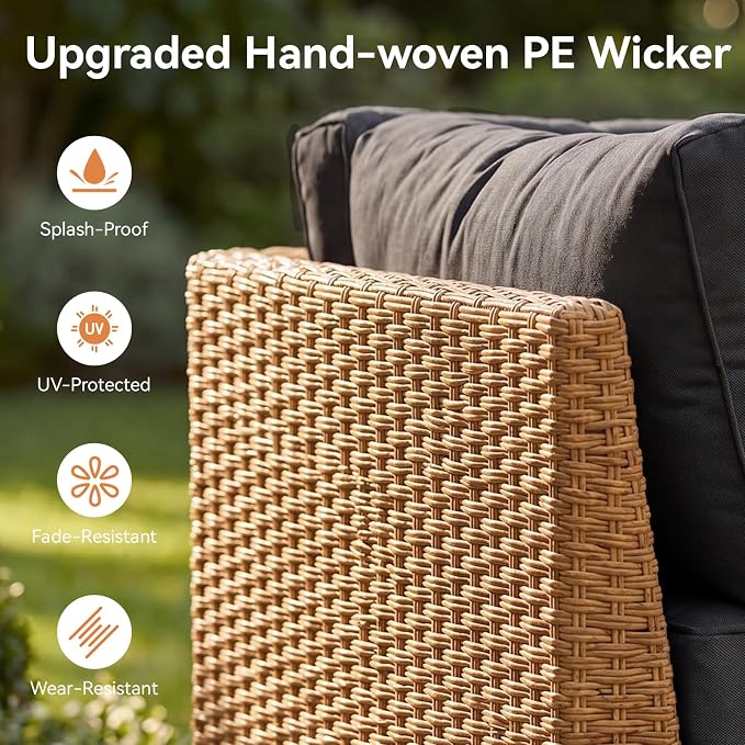 Aoxun 7-Piece Patio Furniture Set, Wicker Outdoor Furniture - Image 5