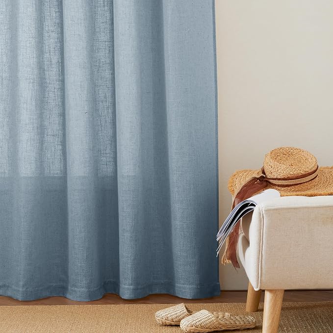 RYB HOME Sheer Curtains 102 inches, Extra Long Floor to Ceiling Curtains | Half - Image 6