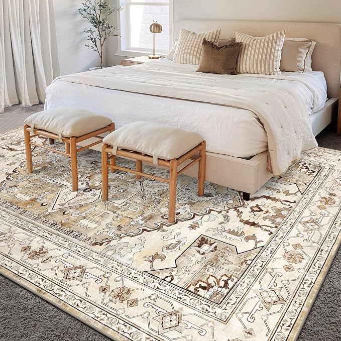 Yamaziot Area Rug 9x12, Non-Slip Washable Boho Vintage Living Room Bedroom Rug - Image 7