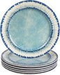 AELS Melamine Dessert Plates Set of 6, 8.5 inch Small Dinner Plates for Indoor and Outdoor Use, Dishwasher Safe, Lightweight Unbreakable, BPA Free, Light Blue