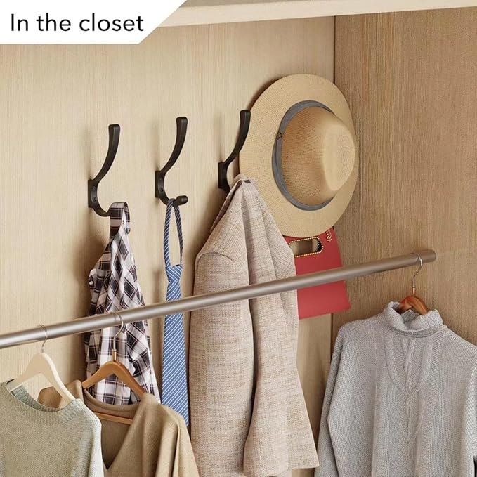 12 Pack Hanging Coat Hooks Wall Mount, Coat Hanger Wall Hangers, Metal Hooks for Hanging Heavy Duty, Screw in Hooks for Hanging Towels, Clothes, Backpack, Hat, Bag, Jacket, Key, Robe, Backpack Grey