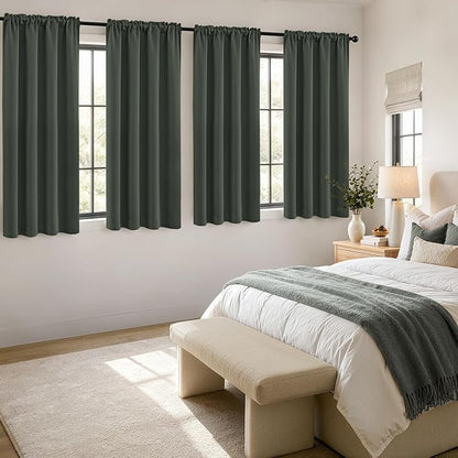MIULEE 4 Panels Set Dark Mallard Blackout Curtains 63 Inch Length Bedroom | - Image 4