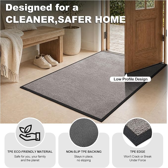 Super Absorbent Front Door Mat, 29.5" x 17", Non-Slip Washable Indoor Doormats - Image 6
