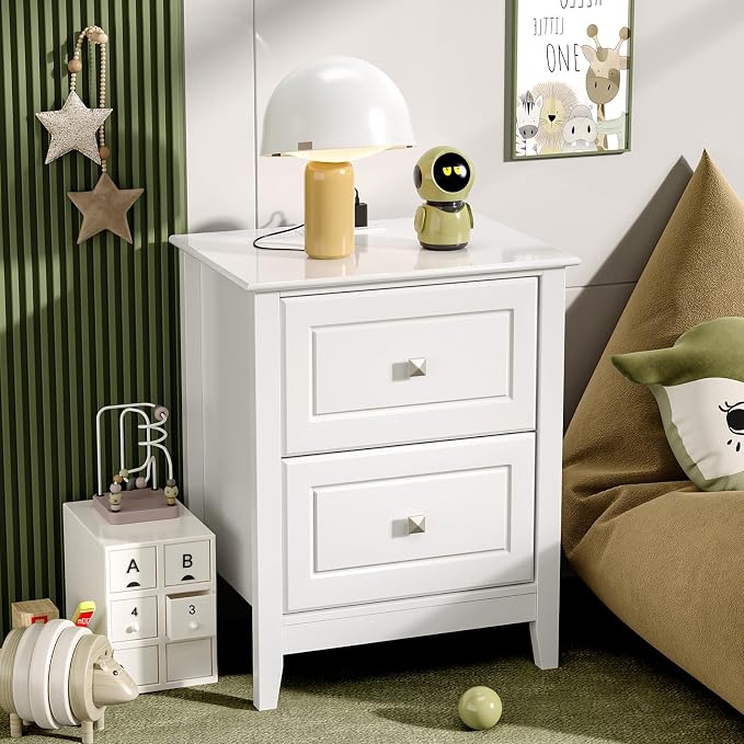 VINGLI 18.9" W White Nightstand Set of 2 - Image 6