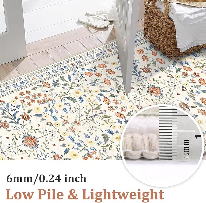 Yamaziot 2x5 Washable Hallway Runner Rug Non Slip Carpet, Colorful Beige | Soft - Image 3