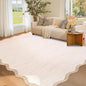 GarveeHome Scalloped Washable Rug 4x6 Beige Living Room Area Rug Non Slip | by GarveeHome