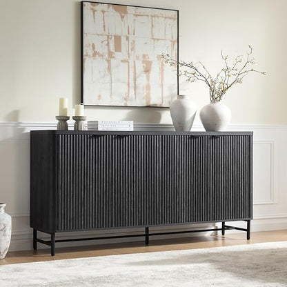 Fatmok 65" Buffet Cabinet with Storage, Fluted Credenza Sideboard with 4 Doors - Image 3