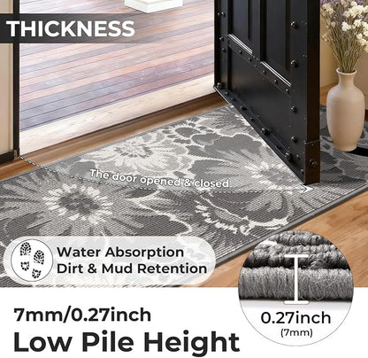 Findosom Washable Area Rug 3x5, Non Slip High-Low Textured Floral Rugs - Image 4