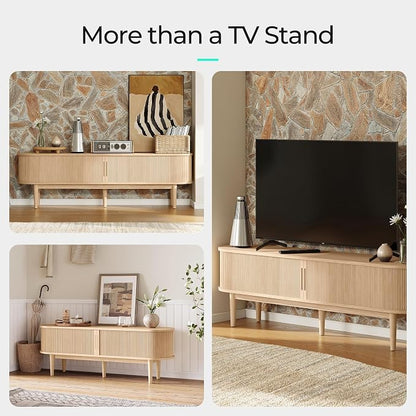 LINSY HOME 70" Fluted TV Stand for TVs up to 80 Inch, Mid Century Modern - Image 4