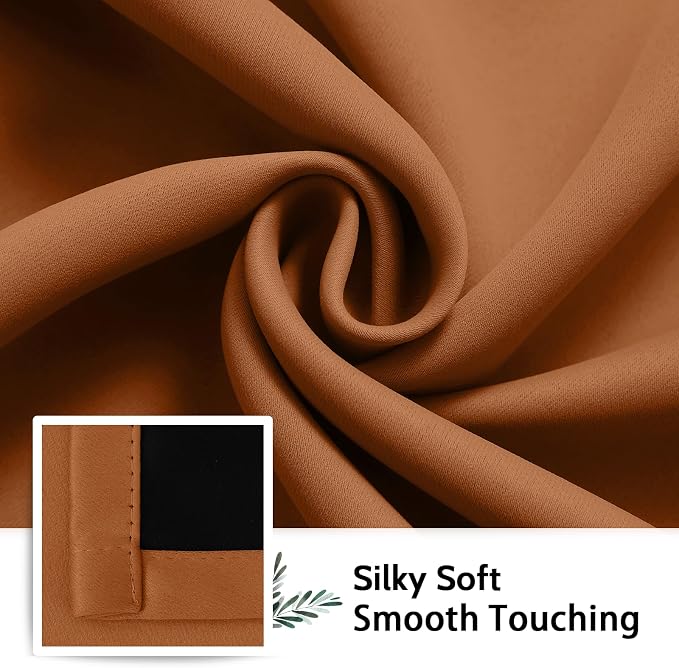 SimpleHome Orange 100% Blackout Curtains Room Darkening Living Room 96 Inch | - Image 7