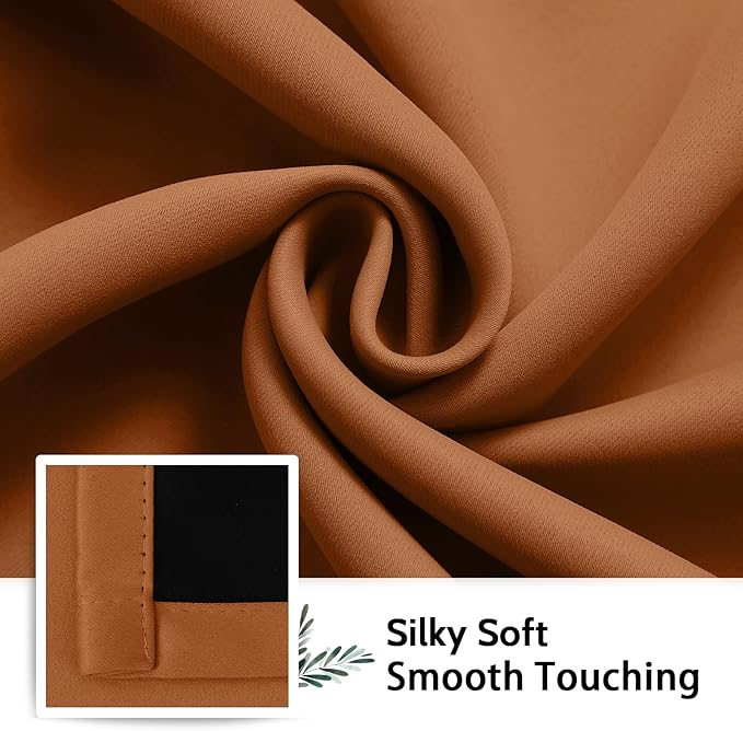 SimpleHome Orange 100% Blackout Curtains Room Darkening Living Room 90 Inch | - Image 7