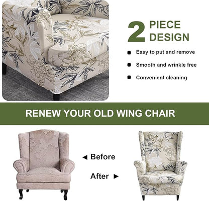 HAOYONG Wing Chair Slipcovers Printed Wingback Chair Covers 2 Pieces Wingback - Image 7