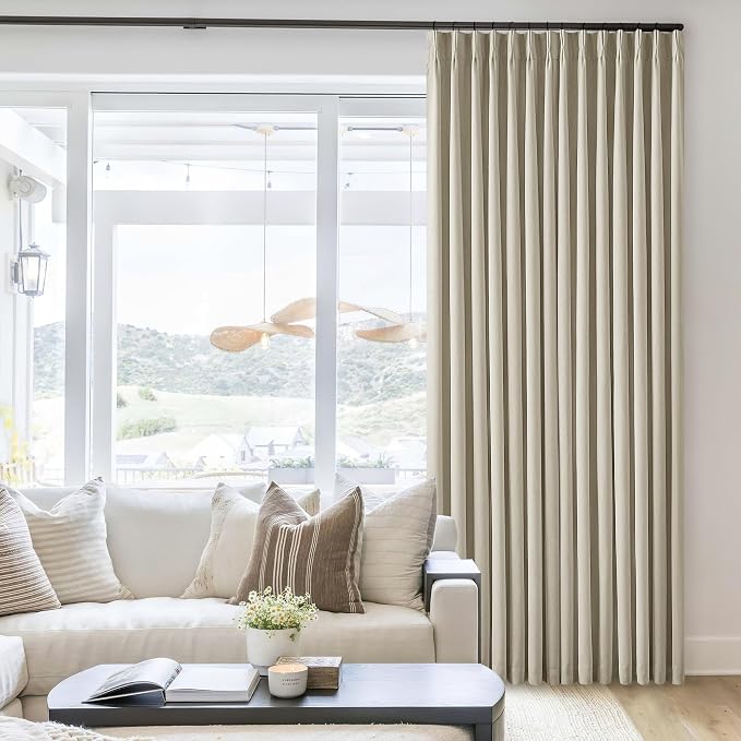 Burlywood Birch 100% Blackout Pinch Pleated Linen Curtains 86 Inches Long | - Image 8